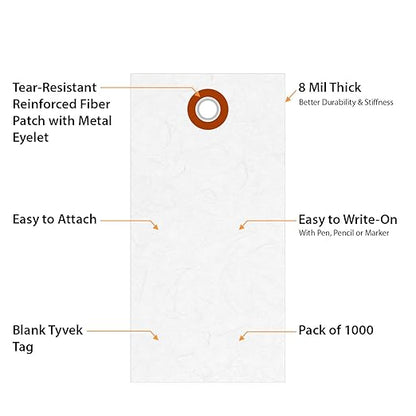 SmartSign 3.75 x 1.875 inch “White” Blank Tyvek Shipping Tags - Image 5