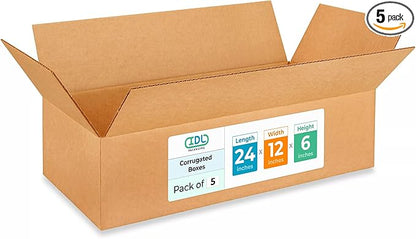 Large Shipping & Moving Boxes 24 x 12 x 6 inches by IDLPackaging