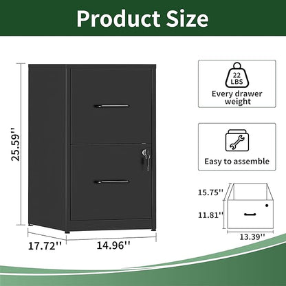 Yukimo 2 Drawer File Cabinet - Image 3