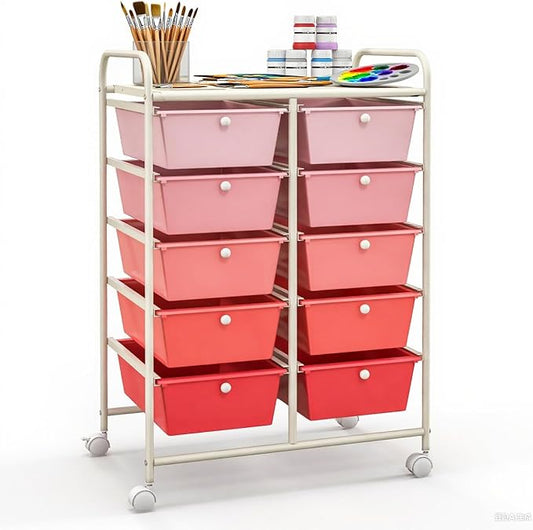 GLACER 10 Drawer Rolling Cart, Storage Cart by GLACERGrowupinhappiness