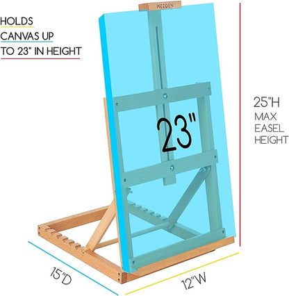 MEEDEN Heavy-Duty Tabletop Studio H-Frame Wooden Easel- Solid Beech Wood - Image 2