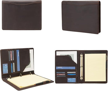 Geslun Genuine Leather 3 Ring Binder, 8.5 x 11 Letter Size Folio - Image 6