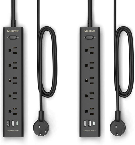 Surge Protector Power Strip 15 ft Cord-5 Widely Spaced Outlets 3 USB Ports by iEcopower