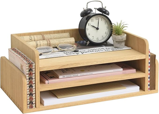 KIRIGEN Wood 3-Tier Office Desktop Document Tray by KIRIGEN