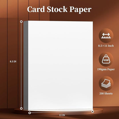200 Sheets of Cardstock 8.5 x 11, Heavyweight Cover Cardstock Printer Paper 8.5 - Image 2