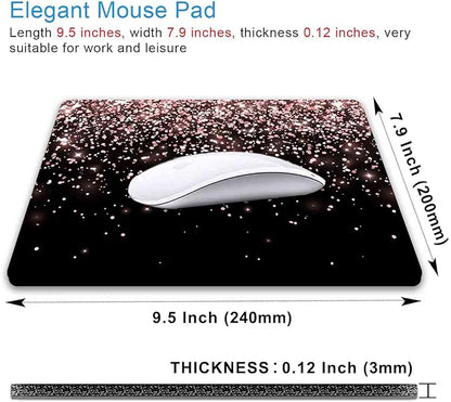 IMAYONDIA Mouse Pad, Rose Gold Glitter Black Mouse Pad, Non-Slip Rubber Base - Image 2