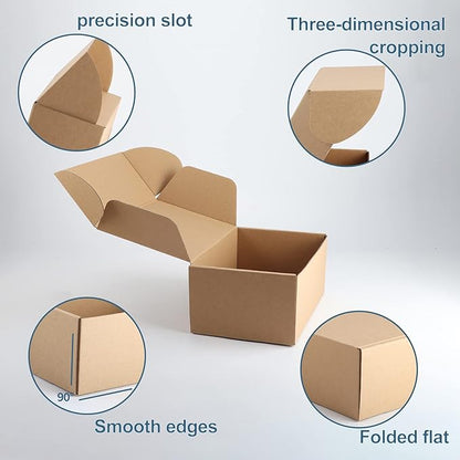 PHAREGE 9x6x4 inch Gift Shipping Boxes Bulk 25 Pack Brown, Tab Lock Tuck Top - Image 4