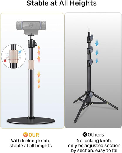 Webcam Tripod Stand for Desk Height Adjustable & 360° Swivel Webcam Mount - Image 5