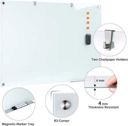 Glass Dry Erase Board, 48 x 36 Inches Magnetic Glass Whiteboard - Image 2