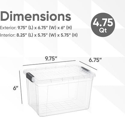 Superio Storage Bins with Lids- 4 Pack, 4.75 Qt Clear Boxes - Image 2
