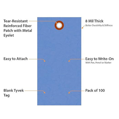 SmartSign 4.75 x 2.375 inch “Blue” Blank Tyvek Shipping Tags - Image 4