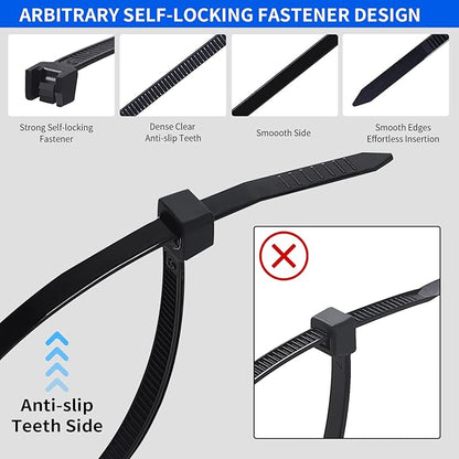 MVYC 1000PCS Zip Ties 12 Inch Heavy Duty 50lbs UV Resistant Zip Black Cable - Image 5