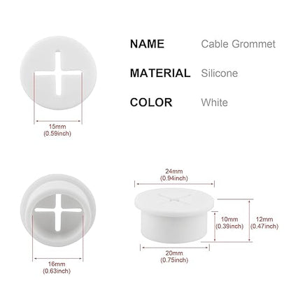 Desk Grommet, 3/4 Inch Flexible Rubber Grommets, Silicone Cable Cord Grommet - Image 2