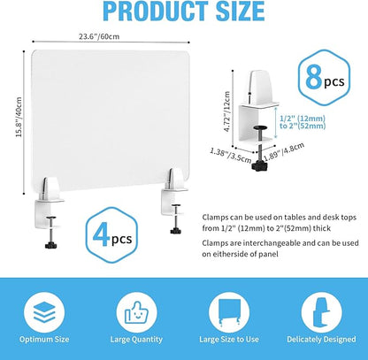 Desk Divider 4 Pcs Desk Privacy Panel 23.6''L x 15.8W'' Office Partitions - Image 2