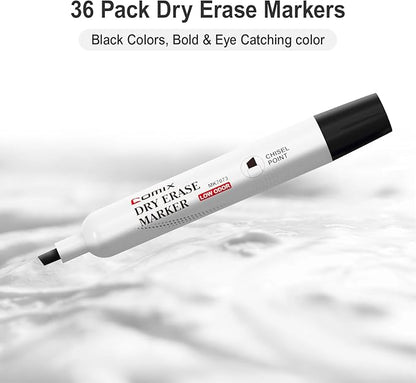 Comix Black Dry Erase Markers, Chisel Tip Whiteboard Markers, 36 Bulk Black - Image 2