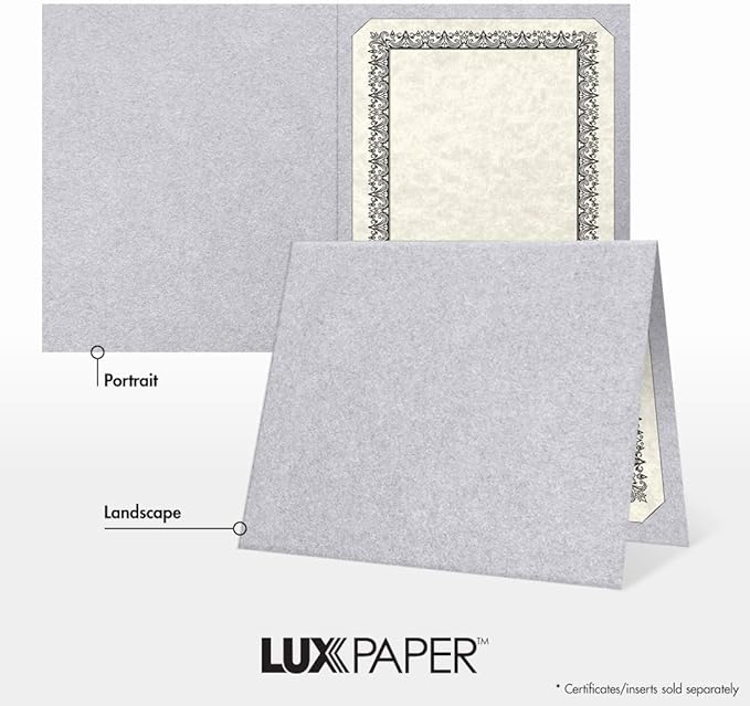 LUXPaper 9.5" x 12" Certificate Holders | Silver Metallic | 105lb. Cover | 100 - Image 5