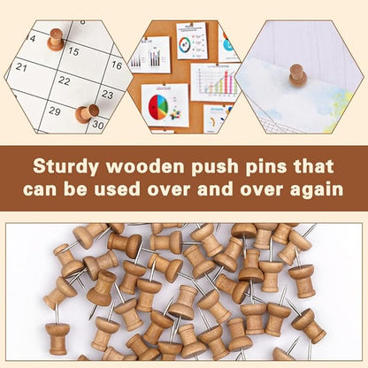 50 Pcs Wooden Push Pins, Decorative Thumb Tacks, Push Pins - Image 6