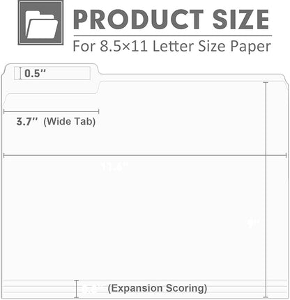 File Folder, PANDRI 120 Pack File Folder, 1/3 Cut Tab, Letter Size, Filing - Image 2