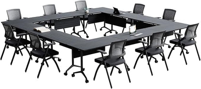 Goakwwuz Conference Room Table, Folding Conference Tables, Thicken Grey Tabletop - Image 3
