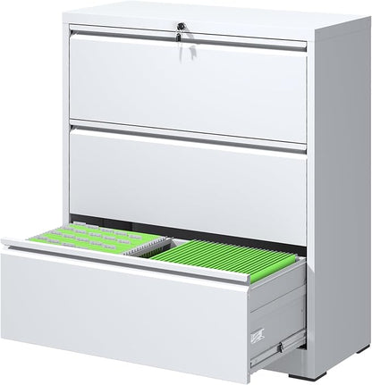 FLIXELIO File Cabinets 3 Drawer, Metal Office Storage Filing Cabinet by FLIXELIO