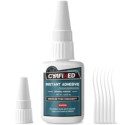 Super Glue Liquid, Instant Clear Cyanoacrylate Medium Thin Viscosity Adhesive by CYAFIXEDSUPERGLUE