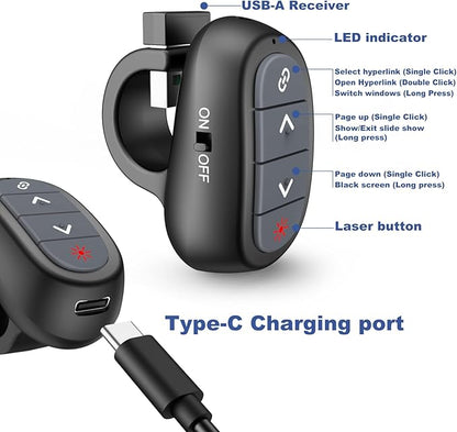 Presentation Clicker PowerPoint Wireless Presenter Remote: Laser Pointer Finger - Image 5