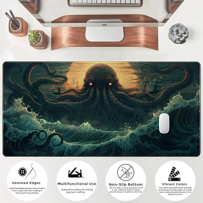 Octopus Anime Desk Pad Ocean Large Mouse Pad Gaming, Extended Kanagawa Desk Mat - Image 5