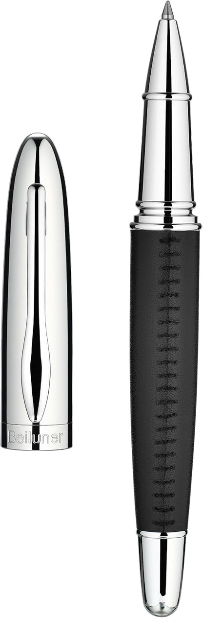 BEILUNER 318 Luxury Leather Pen, Hand-Stitched Premium Leather, Chrome-Plated by BEILUNER