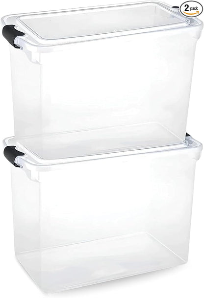 HOMZ 2-Pack Latching Lid, Large Clear Plastic Storage Bins w/Lids, 112 Quart by Homz