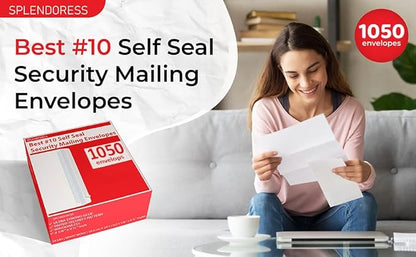 #10 Envelopes Letter Size Self Seal | 1, 050 Business Mailing Security Peel and - Image 2