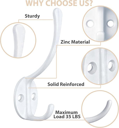 Homanu 10 Pack Coat Hooks Wall Mounted - Image 4