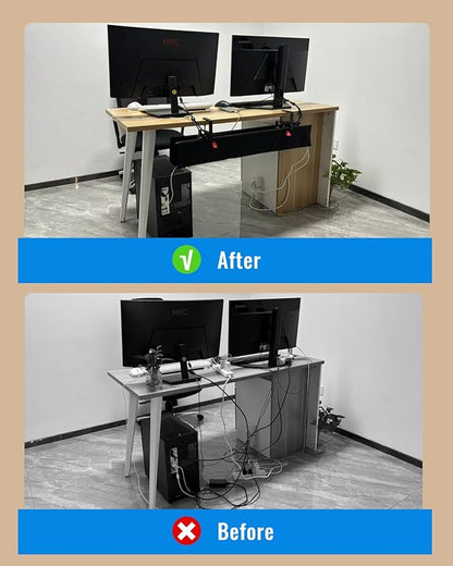 No Drill Cable Management Under Desk, Clamp/Screw Mount Cable Tray, Premium - Image 4