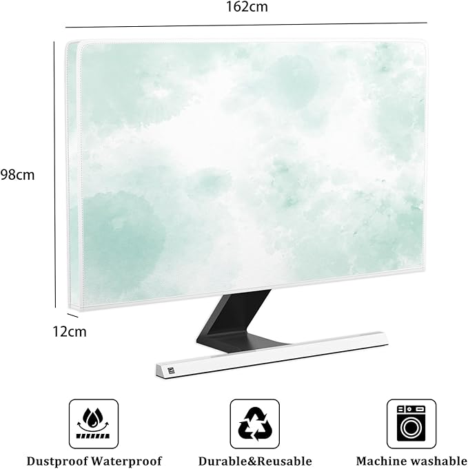 Baocicco Abstract Watercolor Waterproof TV Display Screen Cover 70 Inch Cyan - Image 2
