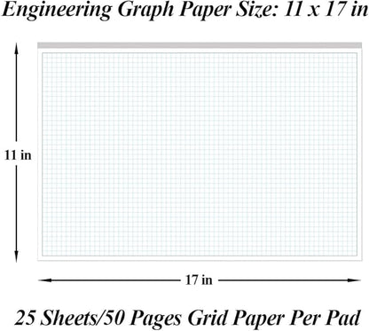 Engineering Graph Paper Pads, 11x17 Quadrille 75 Sheets/150 Pages Grid Paper - Image 2