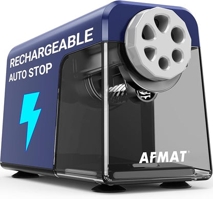 AFMAT 6-Hole Electric Pencil Sharpener, Cordless & Rechargeable, Pencil by AFMAT