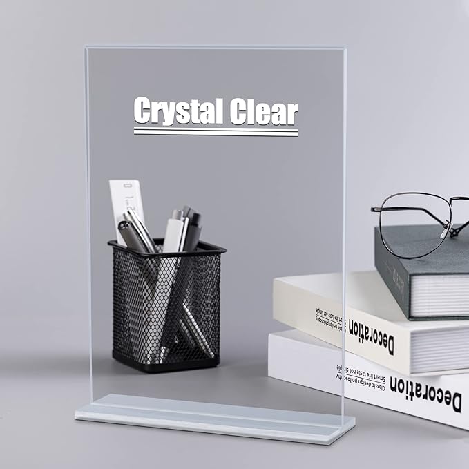 xydstay 6pack Acrylic Sign Holder 5 X 7, Vertical T Shape Clear Plastic Sign - Image 3