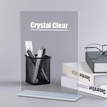 xydstay 8.5 x 11 Acrylic Sign Holder 2 Pack, Vertical T Shape Clear Plastic - Image 8