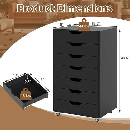 Giantex 7-Drawer Storage Cabinet, Mobile File Organizer - Image 3