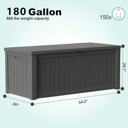 EasyUp 180 Gallon Deck Boxes Waterproof, Outdoor Large Storage Boxes - Image 2