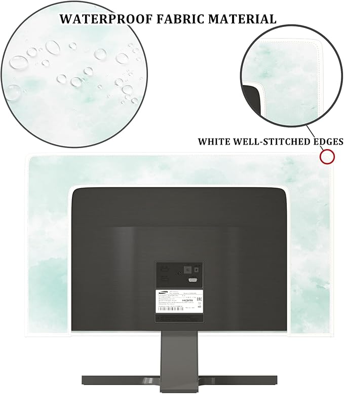Baocicco Abstract Watercolor Waterproof TV Display Screen Cover 75 Inch Cyan - Image 3