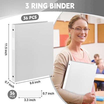 Henoyso 36 Pcs 3 Ring Binder 0.5 Inch Round Fits Letter Size 8.5'' x 11'' Paper - Image 3