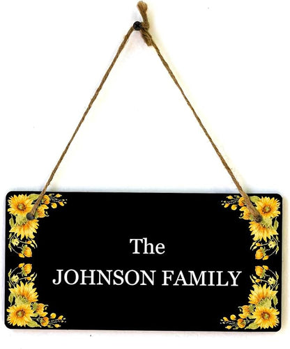 Signs ByLITA Sunflower Corners Black Background Personalized Hanging Wall or - Image 9