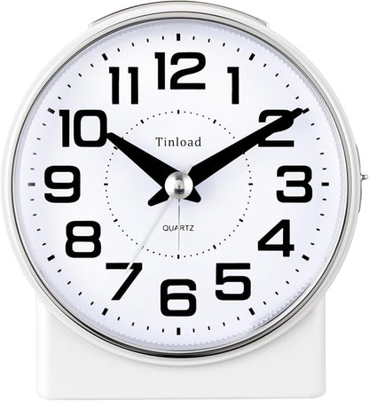 Tinload 4.3" No Ticking Analog Alarm Clock, Silent Readable by Tinload