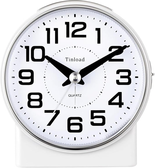 Tinload 4.3" No Ticking Analog Alarm Clock, Silent Readable by Tinload