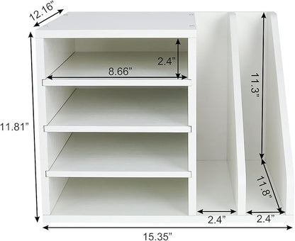 PAG Wood Desktop File Holder Organizer Mail Sorter, 15.35" W x 12.16" D x - Image 4