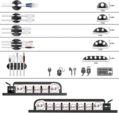 DRIVUU White Cable Management Organizer Kit 4 Cable Sleeve Split, 47Cable Clips - Image 7