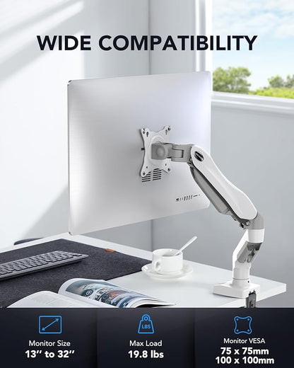 HUANUO Single Monitor Mount, 13 to 32 Inch Gas Spring Monitor Arm, Adjustable - Image 2