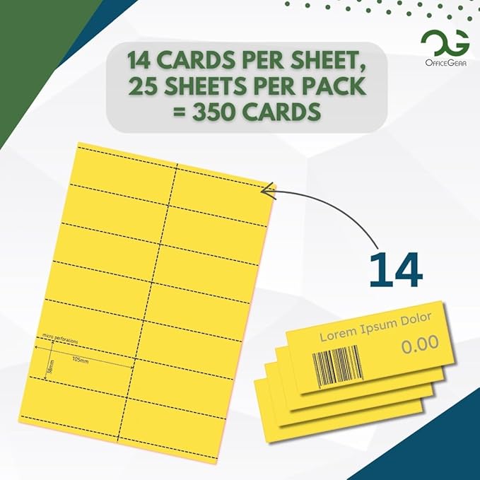OfficeGear Yellow Shelf Edge Labels 14-up 38x105mm Printable A4 Perforated - Image 2