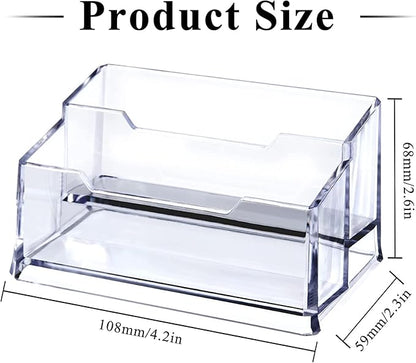 Meschett 3 Pack Clear Acrylic Business Card Holder, 2 Tier Premium Acrylic - Image 2