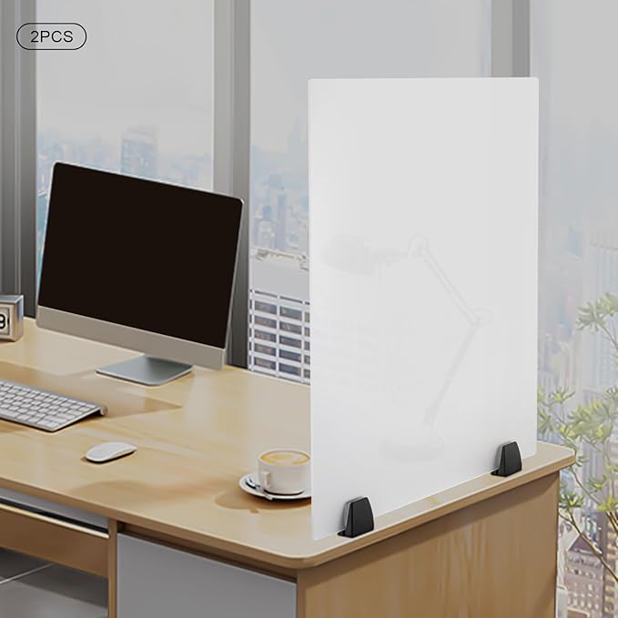 2 Pack Clamp-on Desk Privacy Panels, Frosted Acrylic Desk Dividers - Image 6